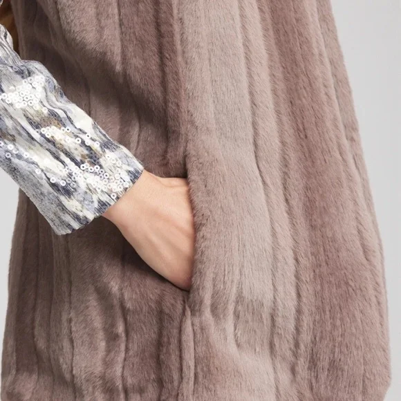 Chico's Plush Faux Fur Vest in Soft Brown - Picture 4 of 4